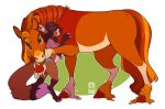  anthro canid canine clothed clothing dipstick_tail duo equid equine eyes_closed female feral hair horse hug mammal multicolored_tail seamen simple_background standing 