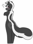 anthro blush breasts butt female fur hi_res mammal maypul_syrup mephitid nude rear_view simple_background skunk solo white_fur 