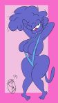  2019 anthro big_breasts bikini blue_fur breasts cat_marge clothing digital_media_(artwork) felid feline female fluffychuck91 fur hair mammal marge_simpson pantherine seductive simple_background solo swimwear the_simpsons whiskers 