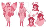  anthro arthropod big_breasts bodily_fluids breasts butt eyewear female glasses hair hardtones huge_breasts insect insect_wings lepidopteran mori_(wittyusername) moth neck_tuft nipples non-mammlian_breasts nude pink_body pink_hair pussy solo sweat sweatdrop tuft wide_hips wings 