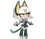  1girl :3 animal_ears blush_stickers cat_ears cat_tail chibi commentary_request fumio_(rsqkr) looking_at_viewer robo-fortune robot short_hair simple_background skullgirls solo tail white_background white_hair yellow_eyes 