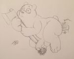  2015 anal anal_penetration balls cartoon_network celestial dildo fire_axe foreskin ice_bear male mammal pawpads penetration penis polar_bear sex_toy shocked solo traditional_media_(artwork) uncut ursid ursine vibrator we_bare_bears 