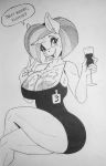  2019 alcohol anthro areola beverage bodily_fluids breasts clothing cum cum_on_breasts dialogue dress ebglish_text equid fake_breasts female friendship_is_magic genital_fluids gesture horn mammal mature_female my_little_pony nipples sitting sketch solo stellar_flare_(mlp) thick_thighs unicorn v_sign wine wine_glass zwitterkitsune 