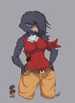 2019 abs anthro avian avian_(starbound) beak bird breasts clothed clothing digital_media_(artwork) dog_tags feathers female hair humanoid mammal nevi_dustfeather pixel_(artwork) shirt solo standing standing_tough starbound topwear video_games 