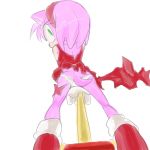 1:1 accessory amy_rose anthro boots clothing dress eulipotyphlan eyelashes female footwear fur gloves green_eyes hammer handwear headband hedgehog looking_back low-angle_view mammal panties piko_piko_hammer pink_fur red_clothing red_dress simple_background solo sonic_(series) standing tools torn_clothing underwear white_background worm&#039;s-eye_view なし 