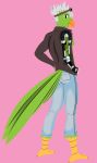  absurd_res avian bottomwear clothing coco_(character) feathers hi_res linkzerofurry_(artist) male pants solo 