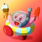  1:1 2019 :d alien ambiguous_gender bald cherry cone dessert floatie food fruit happy headgear hi_res ice_cream ice_cream_cone kirby_(character) kirby_(series) melting nintendo not_furry open_mouth plant popsicle ravencourse smile snorkel solo tongue video_games waddling_head 