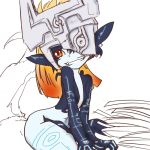  1:1 2016 370ml armor bare_shoulders breasts canid canine canis clothing duo featureless_breasts female fur grin hair headgear helmet humanoid humanoid_pointy_ears link_(wolf_form) long_hair male mammal markings mask midna nintendo not_furry_focus orange_hair red_eyes short_stack simple_background sitting smile solo_focus the_legend_of_zelda thick_thighs twili twilight_princess video_games white_background wolf 