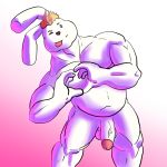  1:1 barazoku hi_res humanoid_penis lagomorph leporid male mammal marshmallow_(character) musclegut muscular nude penis rabbit slightly_chubby 