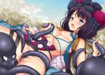  akino_hamo bikini blue_eyes blush bondage breasts censored fate/grand_order fate_(series) katsushika_hokusai long_hair nipples pubic_hair purple_hair pussy swimsuit tentacles twintails water 