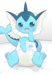  2019 blush bodily_fluids diaper eeveelution feral genital_fluids hand_on_diaper hi_res hindpaw leaking leaking_diaper nintendo open_mouth paws pok&eacute;mon pok&eacute;mon_(species) sitting sitting_up solo urine vaporeon video_games wadorigi wet_diaper wetting 