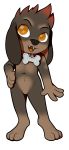  2019 alpha_channel anthro black_nose canid canine canis chibi collar domestic_dog featureless_crotch fur hair hi_res male mammal mastiff molosser navel nude open_mouth paoguu red_hair rottweiler simple_background solo teeth transparent_background yellow_eyes 