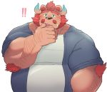  anthro belly black_nose blush body_hair canid canine chernobog clothing demon facial_hair hair hi_res horn launcher_r male mammal muscular mustache tokyo_afterschool_summoners video_games 