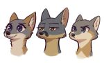  2019 ambiguous_gender anthro ava_(zootopia) blue_eyes brown_eyes canid canine cheek_tuft fox fuel_(artist) grey_fox group half-closed_eyes head_tuft inner_ear_fluff lineup mammal neck_tuft simple_background smile summer_(hydra) swift_fox taylor_(fuel) teal_eyes tuft urocyon white_background 