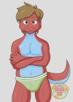  anthro clothed clothing ermentor lizard looking_at_viewer male navel reptile scalie solo topless underwear 