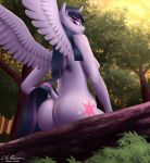  absurd_res anthro big_breasts breasts butt clearvision equid female friendship_is_magic hi_res horn mammal my_little_pony nude outside sitting solo twilight_sparkle_(mlp) winged_unicorn wings 
