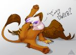  avian bird digital_media_(artwork) elicitie felid female feral friendship_is_magic gilda_(mlp) gryphon hair lion looking_at_viewer mammal my_little_pony nipples nude pantherine pussy simple_background smile solo 