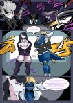  absurd_res anthro big_breasts breasts cleavage clothed clothing comic dialogue eyewear female glasses group hi_res honchkrow legendary_pok&eacute;mon male mewtwo nintendo pangoro panties pok&eacute;mon pok&eacute;mon_(species) samurott skuntank underwear video_games villainy 