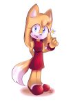  anthro blue_eyes canid canine chinion-tam clothing dipstick_tail female flower footwear fox fur mammal multicolored_tail plant signature solo sonic_(series) sonic_boom white_fur yellow_fur zooey_the_fox 