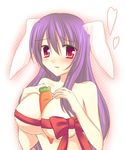  bad_id bad_pixiv_id between_breasts breasts carrot highres large_breasts mimana reisen_udongein_inaba ribbon sexually_suggestive solo touhou 