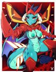  2019 absurd_res anthro areola armor avante92 breasts crossover digital_media_(artwork) dragon female friendship_is_magic hi_res holding_object holding_weapon horn kill_la_kill melee_weapon my_little_pony navel nipples princess_ember_(mlp) pussy red_eyes senketsu solo sword weapon wings 
