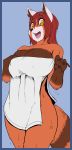  2019 absurd_res ailurid anthro areola big_breasts breasts digital_media_(artwork) female fur hi_res huge_breasts looking_at_viewer mammal nipple_slip nipples open_mouth portrait red_panda simple_background solo surprise thick_thighs three-quarter_portrait towel towel_only vibershot voluptuous wet wet_fur 