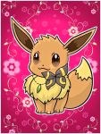  2016 ambiguous_gender canid canine eevee feral inner_ear_fluff mammal nintendo pok&eacute;mon pok&eacute;mon_(species) ribbons smile solo video_games きなこ 