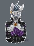  &lt;3 &lt;3_eyes areola blue_eyes clothing equid equine fan_character female gloves handwear hi_res jacket jewelry leather leather_jacket looking_at_viewer mammal my_little_pony necklace nipples piercing rubber sesenyi_(oc) skuttz solo topwear zebra 