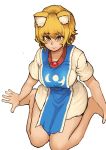  absurd_res animal_humanoid blonde_hair blush breasts canid canid_humanoid canine canine_humanoid chanta clothed clothing female fox_humanoid hair hi_res humanoid inner_ear_fluff mammal mammal_humanoid ran_yakumo short_hair sitting slit_pupils solo tabard touhou video_games yellow_eyes 