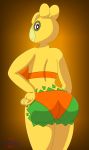  2019 anthro big_butt bikini breasts butt camelid clothing female fur green_fur hi_res litmus2 mammal markings napalm_(litmus2) nintendo numel pok&eacute;mon pok&eacute;mon_(species) pok&eacute;morph simple_background solo standing swimwear thick_thighs video_games yellow_fur 