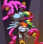  2019 absurd_res anus armor bdsm blush bondage bound equid equine female feral friendship_is_magic hair hi_res mammal my_little_pony pabbley pterippus pussy rainbow_dash_(mlp) solo tentacles wings 