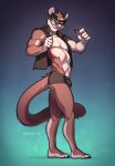  2019 5_fingers anthro brown_fur cougar digital_media_(artwork) felid feline fingers fur gradient_background horn hybrid male mammal muscular muscular_male simple_background solo spefides standing 