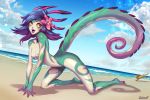  all_fours animal_humanoid beach blue_hair breasts cloud cougar detailed_background duo felid feline female flower flower_in_hair hair hi_res humanoid league_of_legends lips lizard_humanoid long_tail mammal markings neeko_(lol) nidalee_(lol) nipples nude open_mouth plant reptile reptile_humanoid riot_games scalie scalie_humanoid seaside sky small_breasts smile solo_focus velvetqueenh video_games water yellow_eyes 