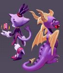 activision anthro blaze_the_cat clothing crossover dipstick_tail dragon duo felid feline female fur gloves handwear hi_res knockabiller male mammal membrane_(anatomy) membranous_wings multicolored_tail purple_fur sonic_(series) spyro spyro_the_dragon video_games wings 