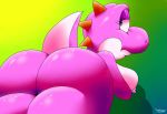  anthro bent_over big_butt breasts butt female looking_back mario_bros nintendo nipples nude pink_body pink_yoshi presenting presenting_hindquarters protagon reptile scalie solo thick_thighs video_games wide_hips yoshi 