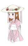  1girl alternate_costume brown_hair closed_mouth commentary_request digimon digimon_tamers hat long_hair makino_ruki purple_eyes ri_(sato389) simple_background solo white_background 