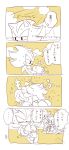  ... anthro bodily_fluids border buke3jp canid canine chao character_chao clothing comic dialogue duo_focus eulipotyphlan eyes_closed footwear fox gloves group handwear hedgehog hi_res hug japanese_text male mammal miles_prower outside shadow_chao shadow_the_hedgehog shoes sitting sonic_(series) sonic_the_hedgehog speech_bubble sweat text thought_bubble white_border 