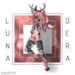  1:1 anthro breasts cervid equid equine female hair hi_res line_art love lunadera mammal pink_hair shaded sharperit solo 