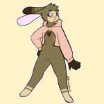  1:1 ambiguous_gender anthro berry_(character) berrybutts blush bottomless clothed clothing embarrassed hair lagomorph leporid mammal nipples partially_clothed rabbit short_hair solo standing sweater topwear visibly_trans 