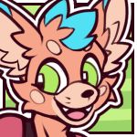  1:1 2017 ailurid ambiguous_gender anthro big_eyes blue_highlights buyobutt cheek_spots cute_fangs digital_media_(artwork) dipstick_ears facial_markings fur green_eyes hair_highlights head_markings head_tuft headshot_portrait icon inner_ear_fluff low_res mairi_nigalya_ponya mammal markings multicolored_ears multicolored_fur open_mouth orange_fur pattern_background portrait red_fur red_panda simple_background snout solo striped_background tongue two_tone_fur 