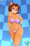  absurd_res activision anthro big_breasts bra breasts brown_hair clothing crash_bandicoot_(series) female fur grin hair hi_res lipstick liz_bandicoot makeup mascara one_eye_closed orange_fur panties short_hair smile solo underwear video_games viejillox wink 