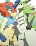  2019 abs absurd_res anthro anthrofied balls blush digital_media_(artwork) duo erection glans hi_res horn humanoid_penis keldeo keldeo_(resolute_form) larger_male legendary_pok&eacute;mon male nintendo nude patreon penis pok&eacute;mon pok&eacute;mon_(species) pok&eacute;morph purple_glans size_difference smaller_male smile url video_games virizion winick-lim 