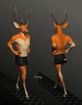  3d_(artwork) 3d_animation animated beastmilk bottomwear cervid clothed clothing crossdressing digital_media_(artwork) male mammal multiple_angles no_underwear skirt walking 