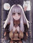  1girl boo closed_mouth epaulettes fire_emblem fire_emblem:_three_houses ghost long_hair long_sleeves lysithea_von_ordelia mario_(series) nyamuh pink_eyes tearing_up twitter_username uniform upper_body white_hair 