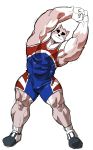  2019 5_fingers abs anthro biceps bulge canid canine clothing digital_media_(artwork) fingers fur hi_res kemono male mammal muscular muscular_male simple_background solo stretching syukapong wrestling_singlet 