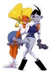  2019 absurd_res activision anthro balls bandicoot big_penis black_hair blonde_hair bottomless breast_squish breasts breasts_frottage clothed clothing coco_bandicoot crash_bandicoot_(series) crossgender duo erection eyeshadow female foreskin fully_clothed gloves grin gynomorph gynomorph/female hair half-closed_eyes handjob handwear hi_res huge_penis human human_on_anthro humanoid_penis intersex intersex/female interspecies looking_at_penis makeup mammal marsupial medium_breasts midriff nina_cortex penile penis pink_eyeshadow pubes sex simple_background slb smile squish vein veiny_penis video_games white_background 