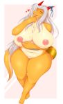  2019 absurd_res aisyah_zaskia_harnny anthro big_breasts blush breasts dragon female hair harnny hi_res horn huge_breasts nipples nude pussy solo standing voluptuous 