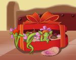  accessory anthro dragon dragonkai entwined_tails female green_scales hair hair_accessory hair_bow hair_ribbon holidays kai_(twin_dragons) kaya_(twin_dragons) male red_hair ribbons scales teenager thenekoboi twin_dragons_(webcomic) valentine&#039;s_day young 