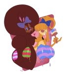  &lt;3 4_fingers absurd_res accessory afro alpha_channel anthro berry_wabeet big_breasts big_butt blonde_hair blowing_kiss breasts brown_fur brown_hair buckteeth butt carrie_wabeet duo female fingers fur green_eyes hair hair_accessory hair_bow hair_over_eyes hair_ribbon half-closed_eyes hanging_breasts hi_res holding_object huge_breasts lagomorph leporid looking_at_viewer looking_back mammal paint painted_breasts pink_nose purple_eyes rabbit rear_view ribbons simple_background slb tan_fur teeth tongue tongue_out transparent_background wide_hips 