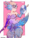  1girl absurdres armor armored_dress blonde_hair breasts closed_mouth commentary commission commissioner_upload dress helmet highres odin_sphere off-shoulder_shirt off_shoulder polearm rejean_dubois shirt short_hair solo spear thighhighs valkyrie weapon winged_helmet 